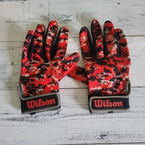 WILSON BATTING GLOVES RED BLACK COLOR SIZE ADULT SMALL UNISEX 1 PAIR